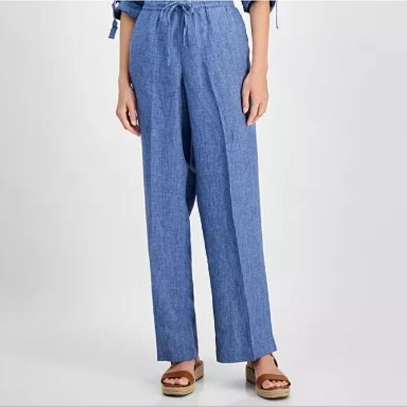 Charter's club linen blue ocean women's pants. Size XL - Picture 1 of 11